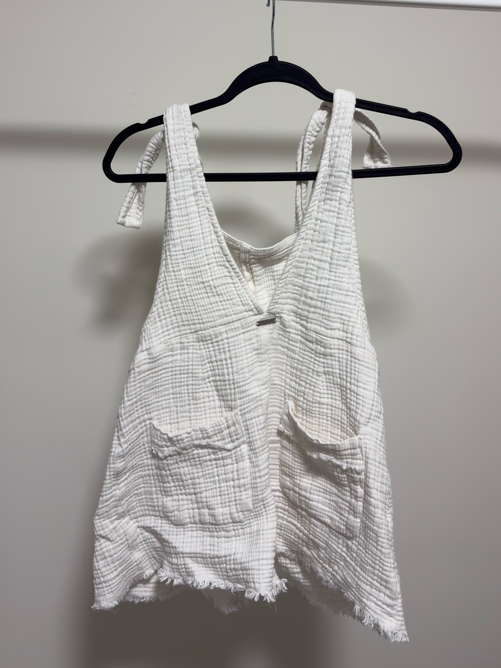 Billabong Beach Crush Cotton Gauze Romper Overalls Cream White
